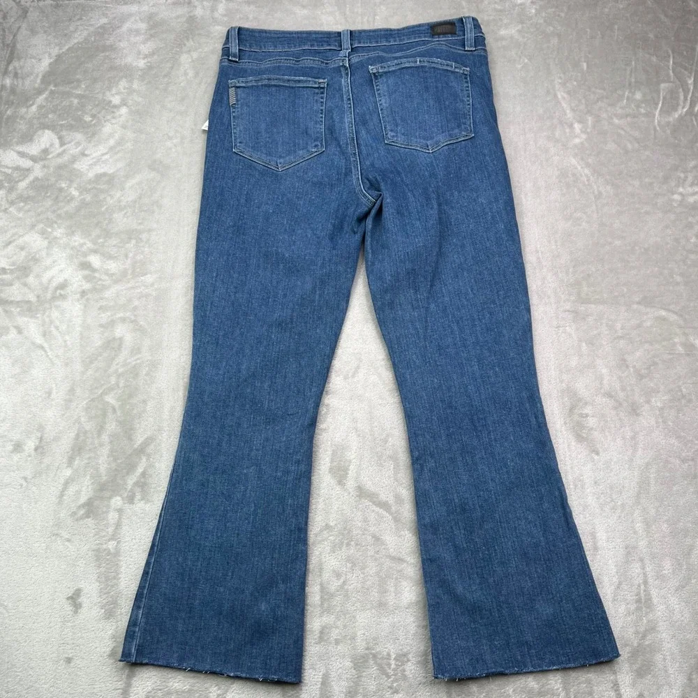 Paige Rory Crop Flare Jeans Womens 31 Zaylee Blue Stretch Raw Hem Denim New Nwt - Picture 3 of 15